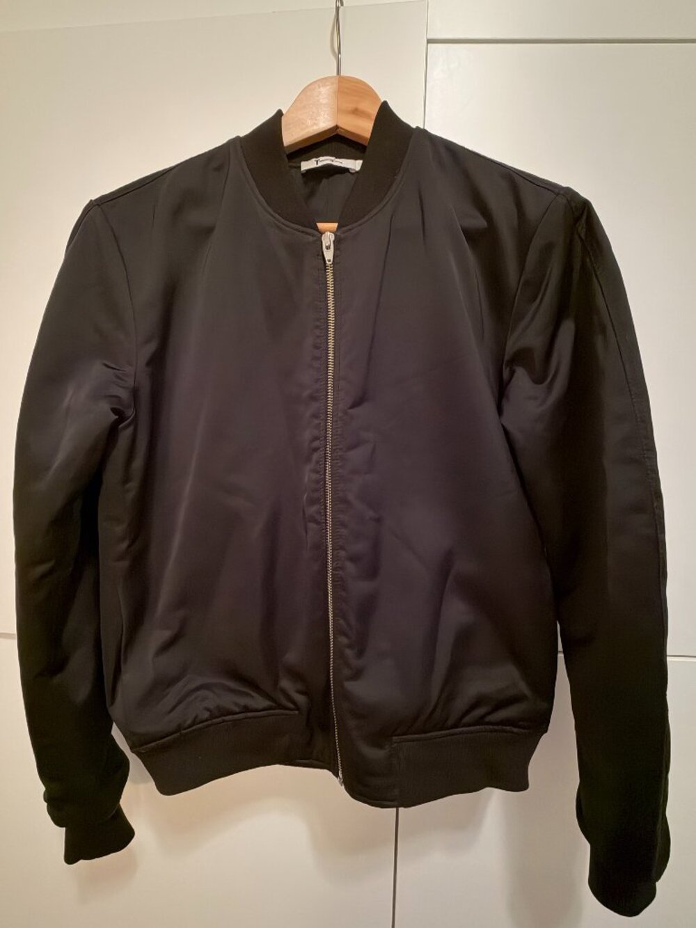 T b Alexander Wang Black Satin Bomber Jacket - Size Small